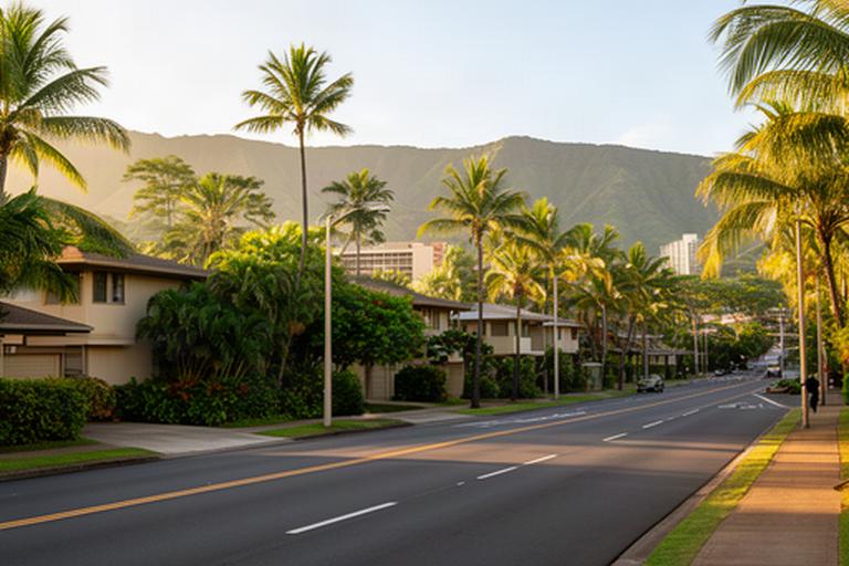 A quiet Honolulu street in the morning near Jarrett White Road